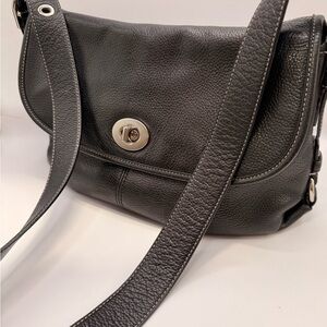 Coach Pebbled Leather Black Shoulder Bag
